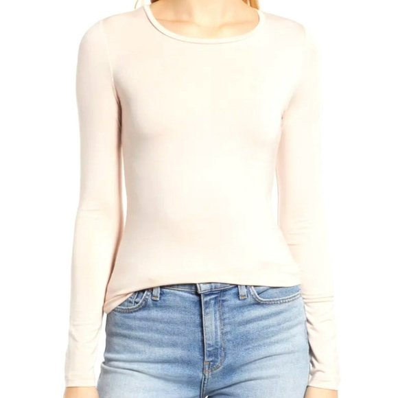 Halogen Tops - Halogen Long Sleeve Round Neck T-Shirt Ivory Size XL NWT